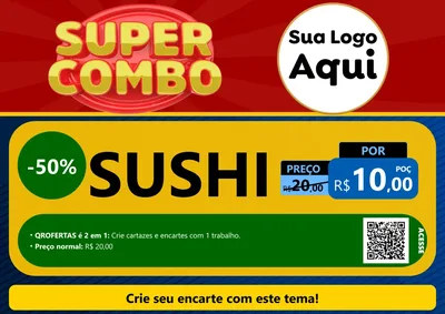 Modelo de Cartaz para Cartaz A4 Horizontal com o tema Super Combo para Comida japonesa