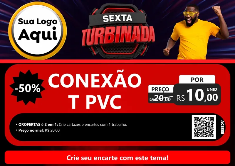 Modelo de Cartaz para Cartaz A4 Horizontal com o tema Sexta Turbinada para Tubos e conexões