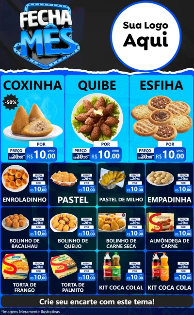 Modelo de Encarte para Encarte Grande com o tema Fecha Mês para Salgadaria