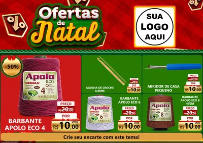 Modelo de Encarte para Encarte A4 Horizontal com o tema Ofertas de Natal para Armarinho e Aviamentos