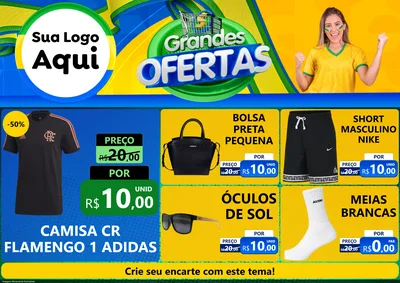 Modelo de Encarte para Encarte A4 Horizontal com o tema Grandes Ofertas para Roupas e acessórios