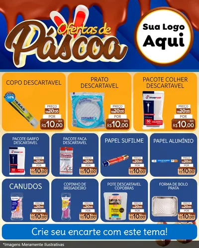 Modelo de Rede Social para Feed Instagram com o tema Ofertas de Páscoa para Embalagens