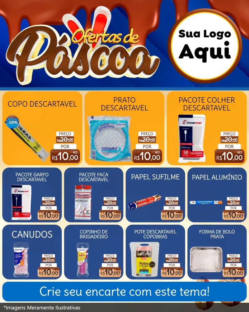 Modelo de Rede Social para Feed Instagram com o tema Ofertas de Páscoa para Embalagens