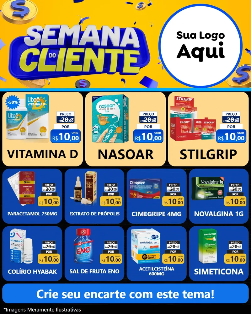 Modelo de Rede Social para Feed Instagram com o tema Semana do Cliente para Farmácia