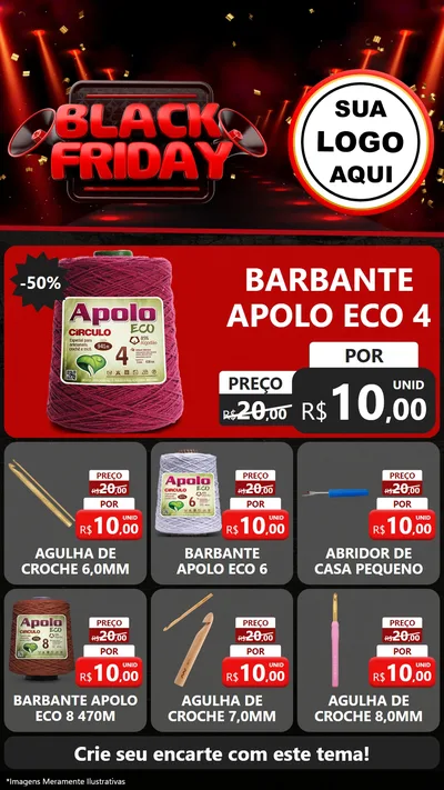 Modelo de Rede Social para Stories com o tema Black Friday para Armarinho e Aviamentos
