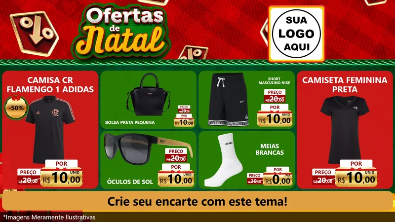 Modelo de TV para TV Horizontal com o tema Ofertas de Natal para Roupas e acessórios