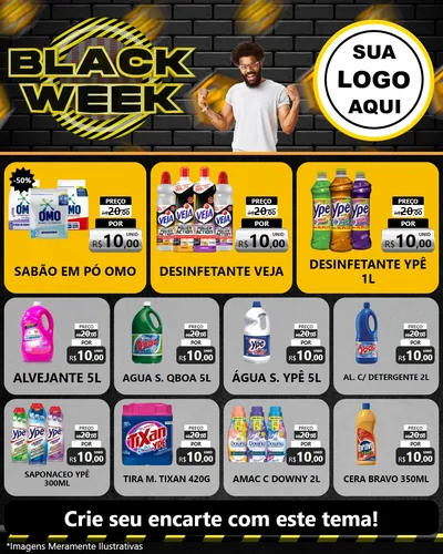 Modelo de Rede Social para Feed Instagram com o tema Black Week para Produtos de Limpeza