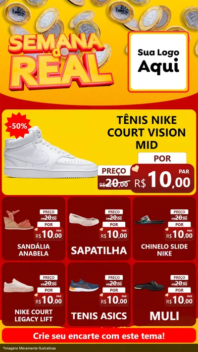 Modelo de Rede Social para Stories com o tema Semana do Real para Calçados