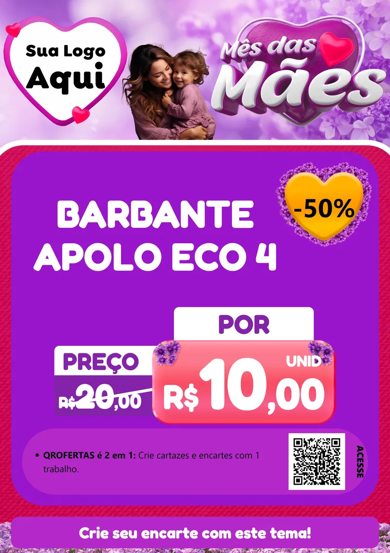 Modelo de Cartaz para Cartaz A4 Vertical com o tema Mês das Mães para Armarinho e Aviamentos