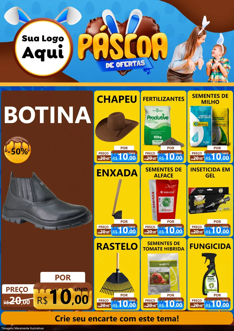 Modelo de Encarte para Encarte A4 Vertical com o tema Páscoa de Ofertas para Agropecuária