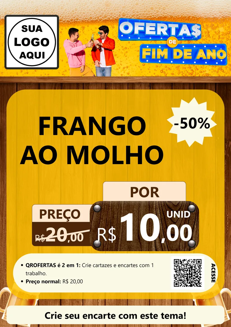 Modelo de Cartaz para Cartaz A4 Vertical com o tema Ofertas de Fim de Ano para Restaurante