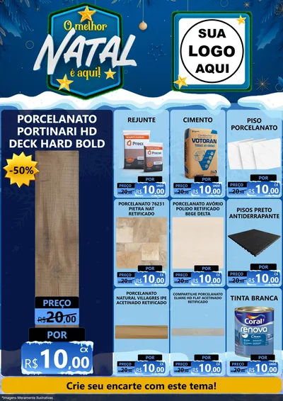 Modelo de Encarte para Encarte A4 Vertical com o tema O Melhor Natal É Aqui! para Pisos e revestimentos