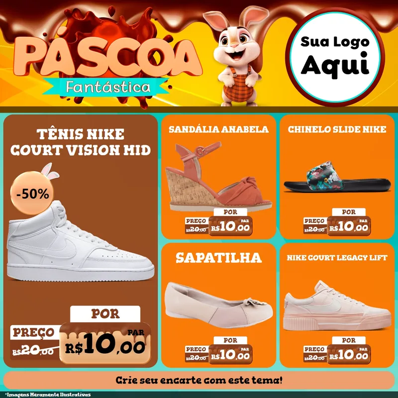 Modelo de Rede Social para Feed Facebook com o tema Páscoa Fantástica para Calçados