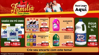 Modelo de TV para TV Horizontal com o tema Alegria em Família Super Ofertas - Natal para Produtos de Limpeza