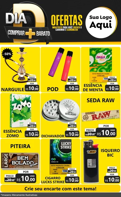 Modelo de Encarte para Encarte Grande com o tema Dia D Mais Economia para Tabacaria