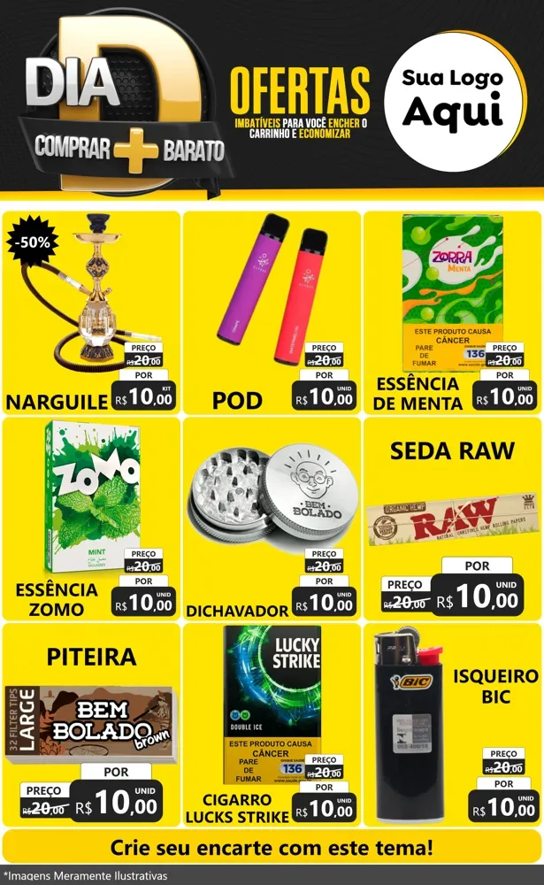 Modelo de Encarte para Encarte Grande com o tema Dia D Mais Economia para Tabacaria