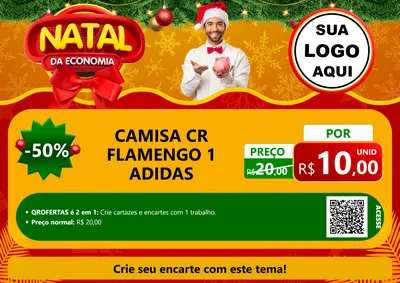 Modelo de Cartaz para Cartaz A4 Horizontal com o tema Natal da Economia para Roupas e acessórios