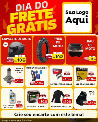 Modelo de Rede Social para Feed Instagram com o tema Dia do Frete Grátis para Moto peças