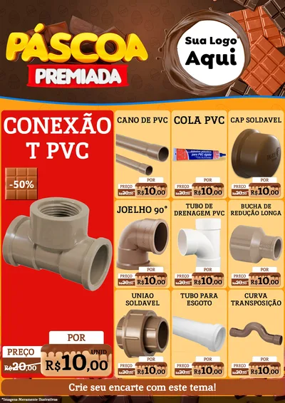 Modelo de Encarte para Encarte A4 Vertical com o tema Páscoa Premiada para Tubos e conexões