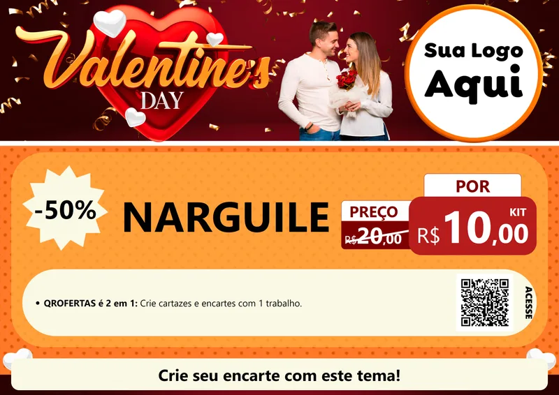 Modelo de Cartaz para Cartaz A4 Horizontal com o tema Valentine's Day para Tabacaria