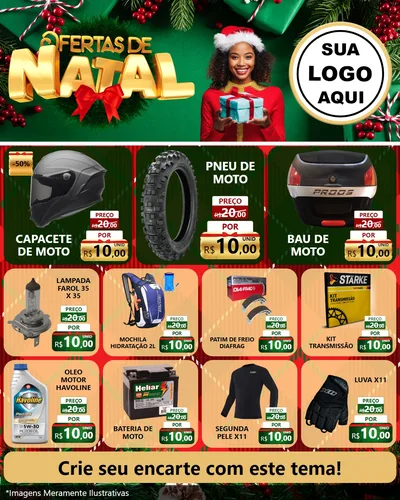 Modelo de Rede Social para Feed Instagram com o tema Ofertas de Natal para Moto peças