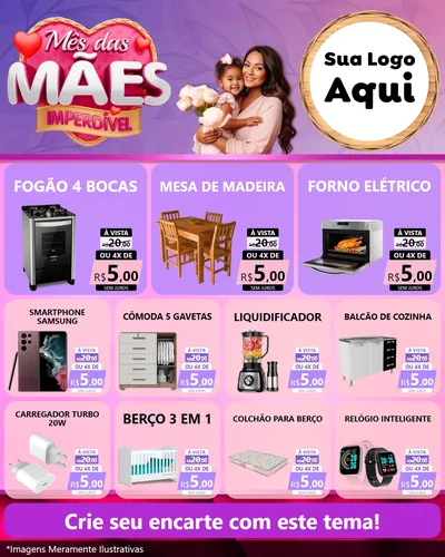 Modelo de Rede Social para Feed Instagram com o tema Mês das Mães Imperdível para Móveis e Eletro