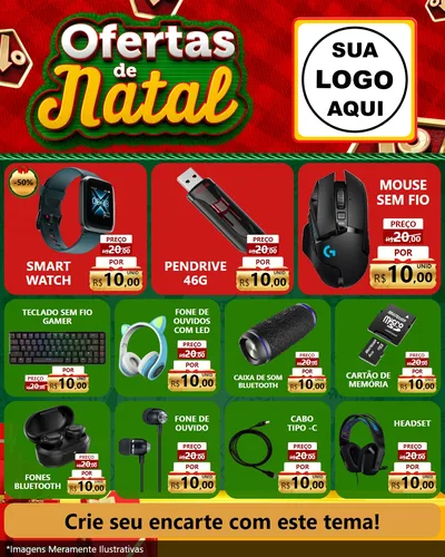 Modelo de Rede Social para Feed Instagram com o tema Ofertas de Natal para Informática