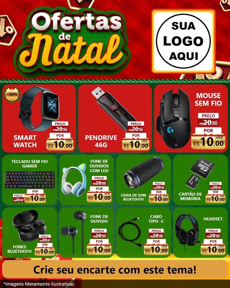 Modelo de Rede Social para Feed Instagram com o tema Ofertas de Natal para Informática