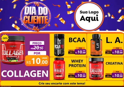 Modelo de Encarte para Encarte A4 Horizontal com o tema Dia do Cliente para Suplementos alimentares