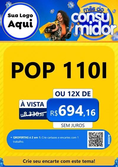 Modelo de Cartaz para Cartaz A4 Vertical com o tema Mês do Consumidor para Concessionaria de Motos