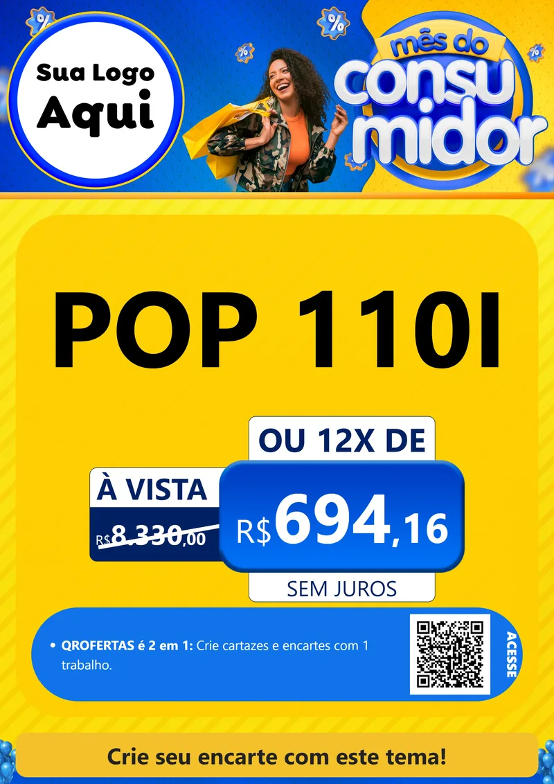 Modelo de Cartaz para Cartaz A4 Vertical com o tema Mês do Consumidor para Concessionaria de Motos