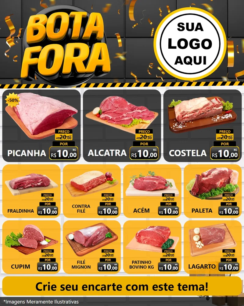 Modelo de Rede Social para Feed Instagram com o tema Bota Fora para Açougue