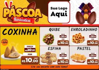 Modelo de Encarte para Encarte A4 Horizontal com o tema Páscoa Fantástica para Salgadaria