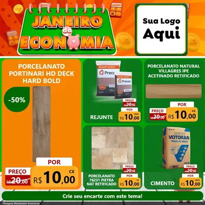 Modelo de Rede Social para Feed Facebook com o tema Janeiro da Economia para Pisos e revestimentos