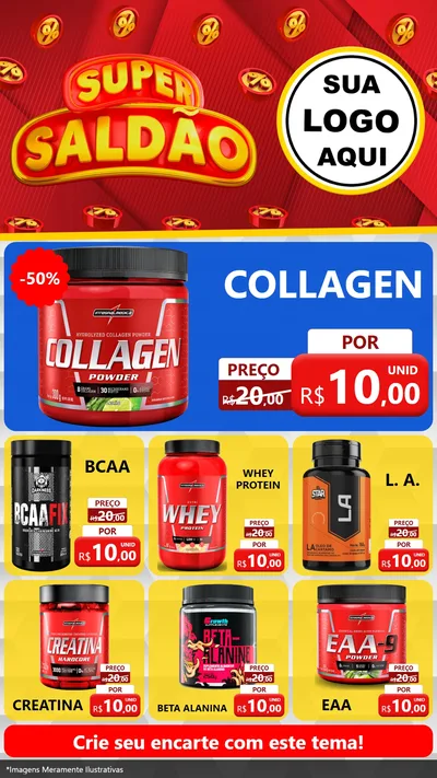 Modelo de Rede Social para Stories com o tema Super Saldão para Suplementos alimentares