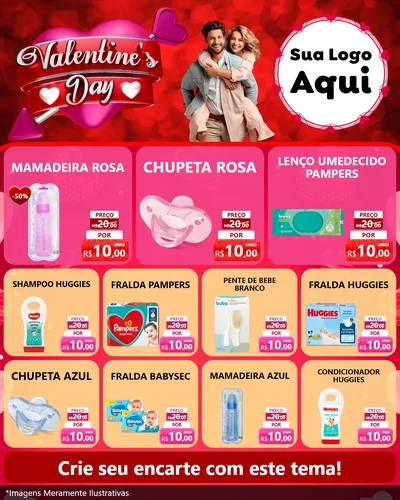 Modelo de Rede Social para Feed Instagram com o tema Valentine's Day para Bebês