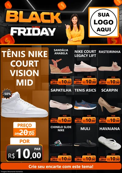 Modelo de Encarte para Encarte A4 Vertical com o tema Black Friday para Calçados