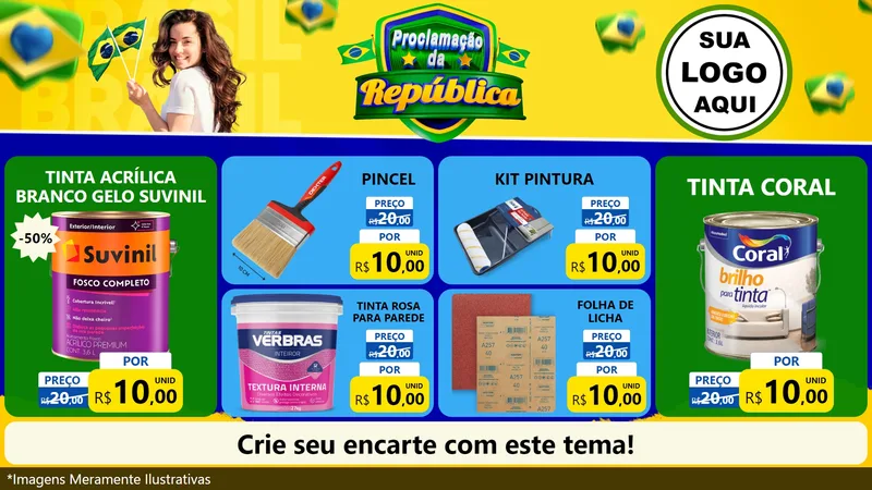 Modelo de TV para TV Horizontal com o tema Proclamação da República para Tintas e Ferramentas