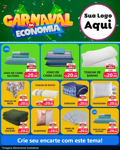 Modelo de Rede Social para Feed Instagram com o tema Carnaval da Economia para Cama, Mesa e Banho