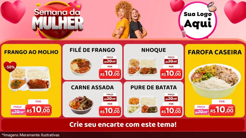 Modelo de TV para TV Horizontal com o tema Semana da Mulher para Restaurante