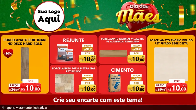 Modelo de TV para TV Horizontal com o tema Dia das Mães para Pisos e revestimentos