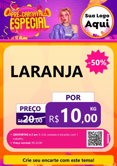 Modelo de Cartaz para Cartaz A4 Vertical com o tema Pré-Carnaval Especial para Hortifrúti