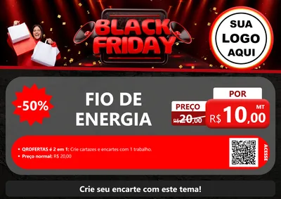 Modelo de Cartaz para Cartaz A4 Horizontal com o tema Black Friday para Materiais Elétricos