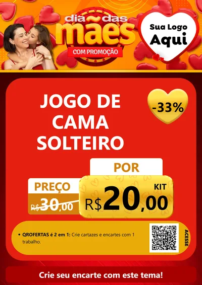 Modelo de Cartaz para Cartaz A4 Vertical com o tema Dia das Mães com Promoção para Cama, Mesa e Banho