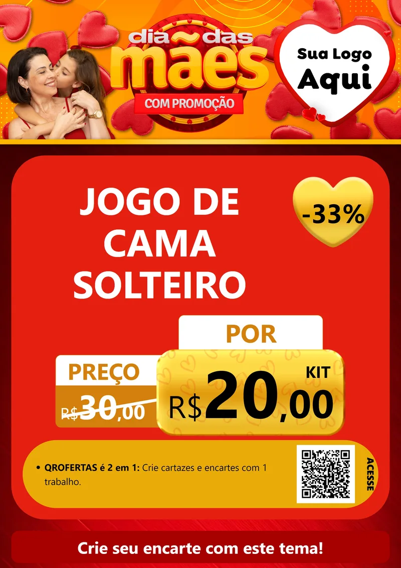 Modelo de Cartaz para Cartaz A4 Vertical com o tema Dia das Mães com Promoção para Cama, Mesa e Banho