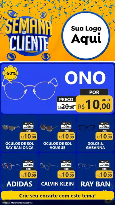 Modelo de Rede Social para Stories com o tema Semana do Cliente para Óticas