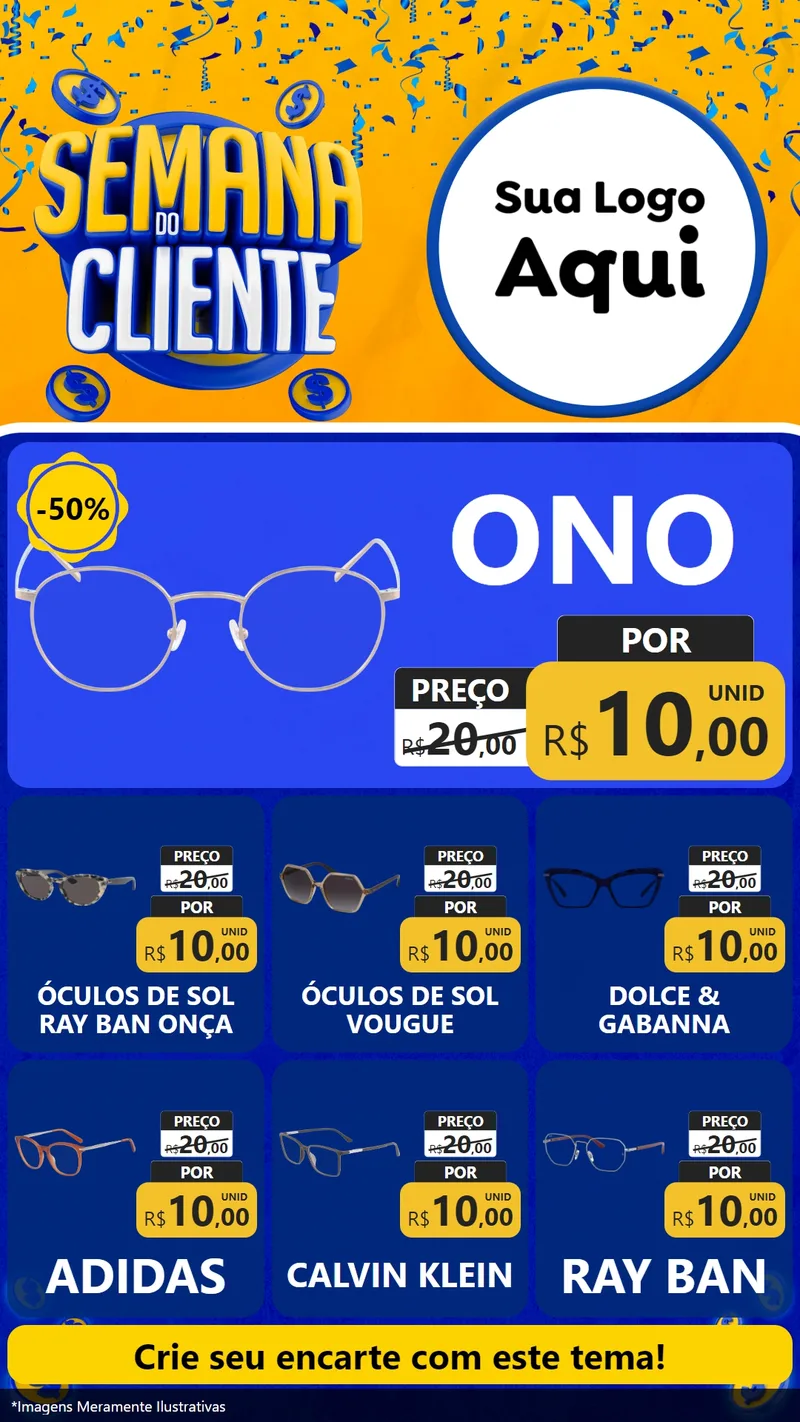 Modelo de Rede Social para Stories com o tema Semana do Cliente para Óticas