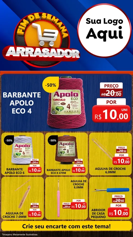 Modelo de Rede Social para Stories com o tema Fim De Semana Arrasador para Armarinho e Aviamentos