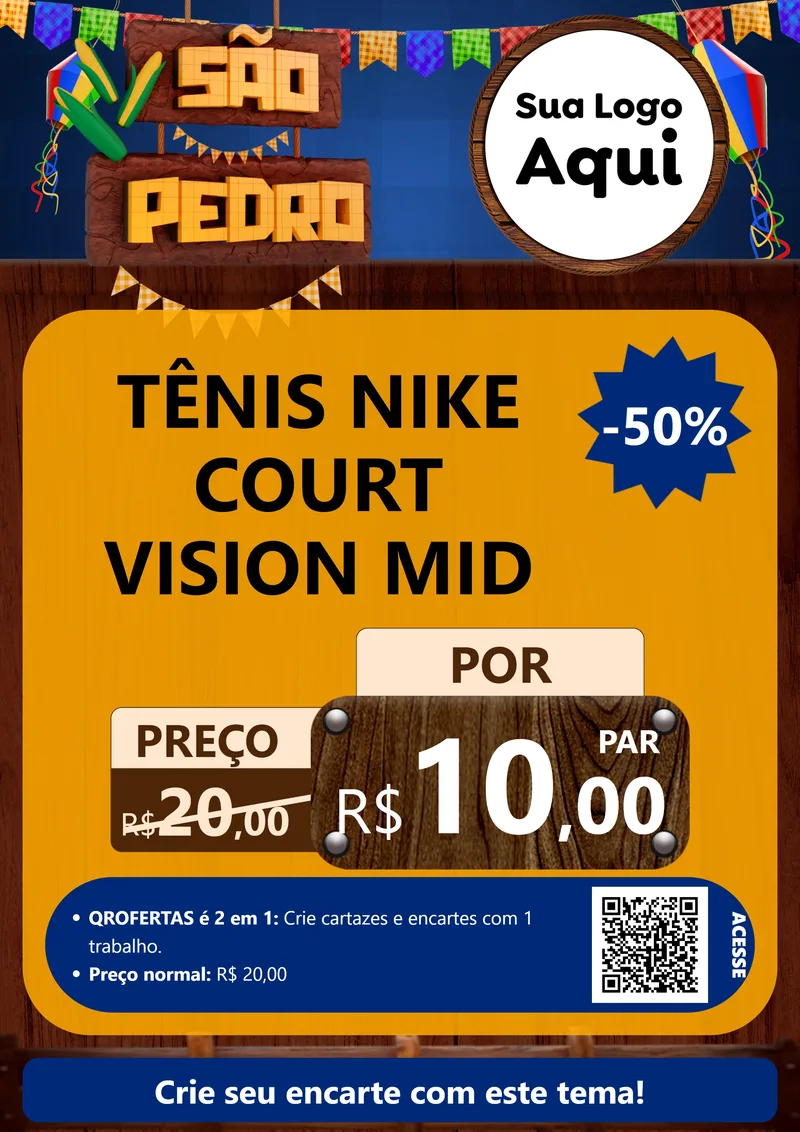 Modelo de Cartaz para Cartaz A4 Vertical com o tema São Pedro para Calçados