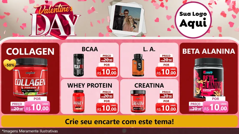 Modelo de TV para TV Horizontal com o tema Valentine's Day para Suplementos alimentares